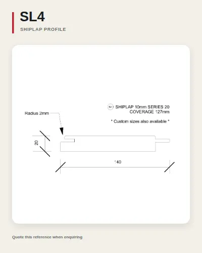 Shiplap timber board profile drawing, reference SL4.