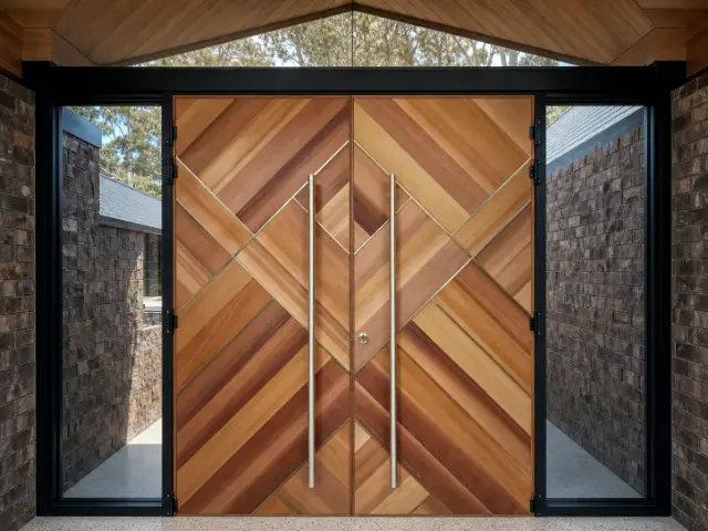 Shiplap Timber Door — Western Red Cedar, design reference D49.