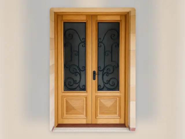 Wrought Iron Vic Ash Timber Door.